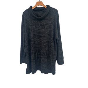 Chicos 3 Zenergy Cowl Neck knit shirt top tunic Black Rayon Blend size XL